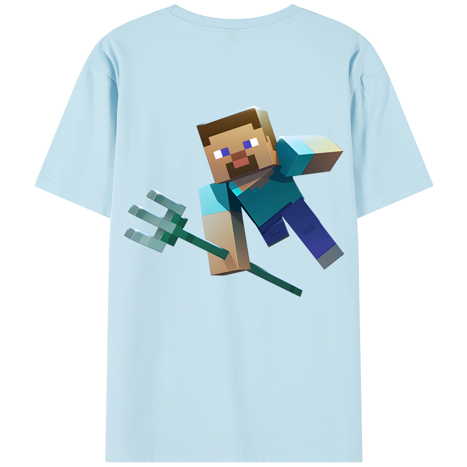 （画像用） マインクラフト ブロックの世界 Minecraft MC Block world 綿100％半袖Tシャツ（背面プリント）